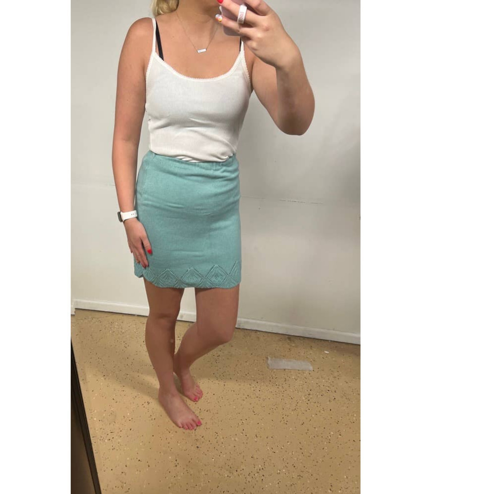 Vintage Teal Knit Skirt